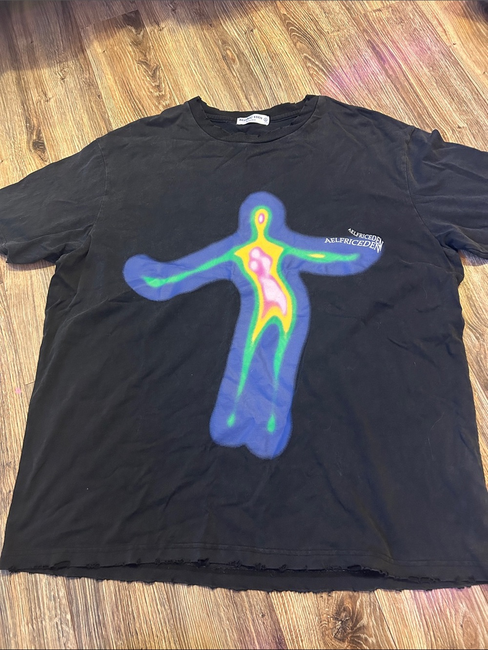 Aelfric Eden Black Short-Sleeve Tee with Multicolor Heatmap Figure